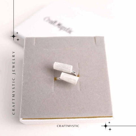 Inel Reglabil Argintiu cu Dublu Selenit, Claritate si Purificare [5]