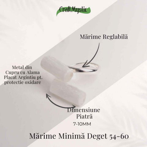 Inel Reglabil Argintiu cu Dublu Selenit, Claritate si Purificare [3]