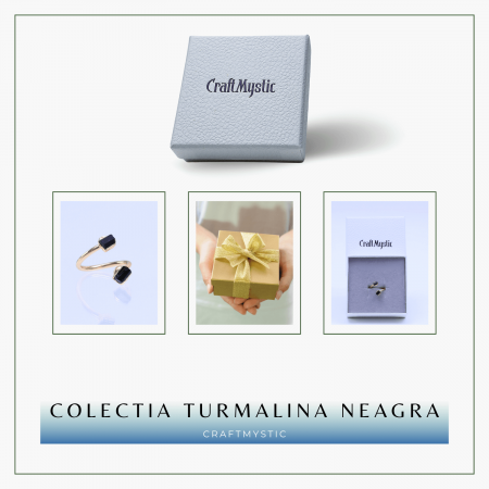 Inel auriu cu dubla Turmalina Neagra, pentru protectie si echilibru [8]