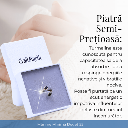 Inel auriu cu dubla Turmalina Neagra, pentru protectie si echilibru [6]