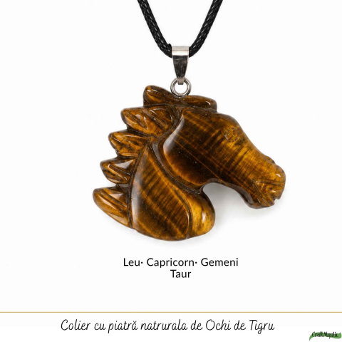 Colier cu Ochi de Tigru Natural in Forma de Cal – Curaj, Protectie si incredere [4]