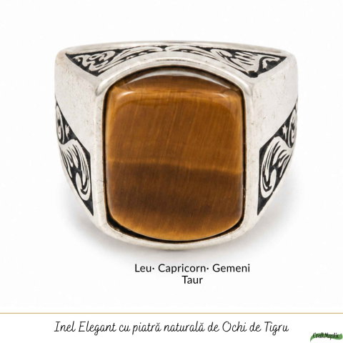 Inel Barbatesc Argint 925 cu Ochi de Tigru Dreptunghi – Protectie si Curaj [4]