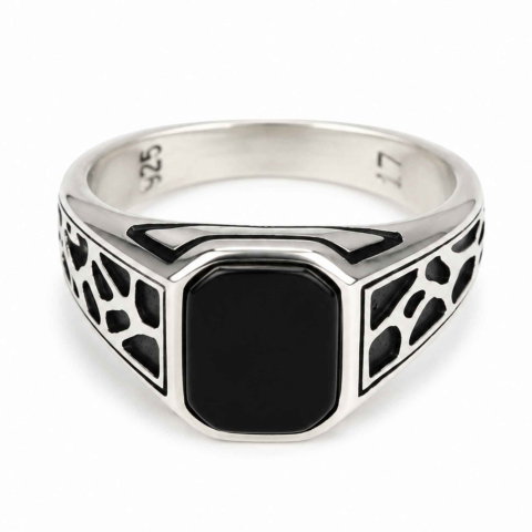 Cristale pentru zodii - Inel Barbatesc Argint 925 cu Onix – Protectie si Echilibru Interior
