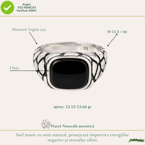 Inel Barbatesc Argint 925 cu Onix – Protectie si Putere Masculina [3]