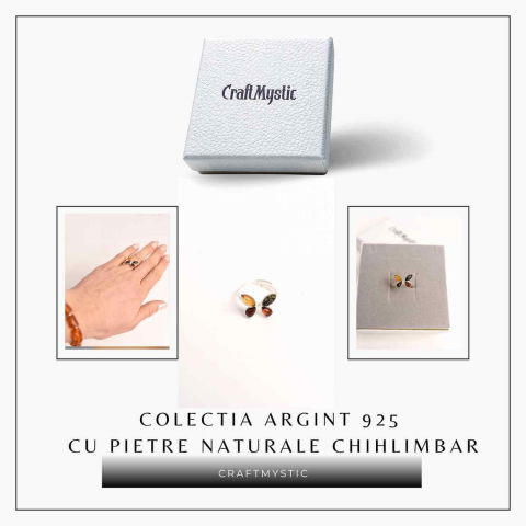 Inel ajustabil argint 925 cu chihlimbar natural – Design fluture [2]