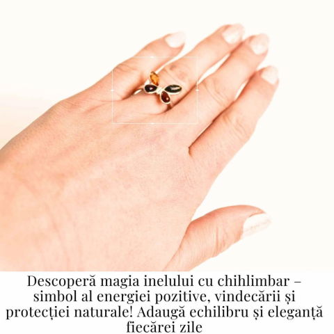 Inel ajustabil argint 925 cu chihlimbar natural – Design fluture [3]