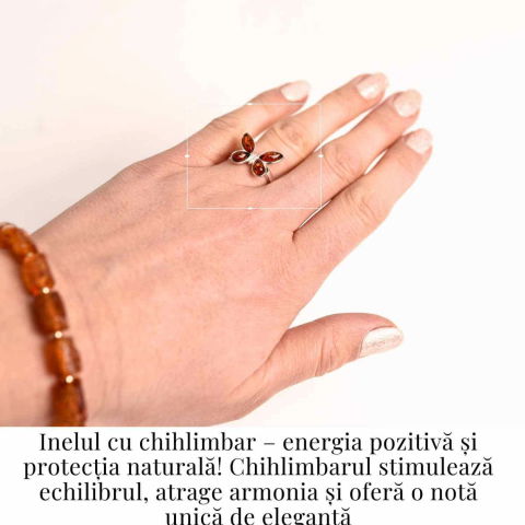 Inel ajustabil argint 925 cu chihlimbar natural forma de fluture– Simbol al elegantei si transformarii [3]