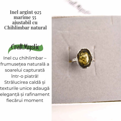 Inel ajustabil argint 925 cu chihlimbar natural – Eleganta unica [5]