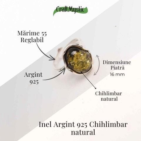 Inel ajustabil argint 925 cu chihlimbar natural – Eleganta unica [2]
