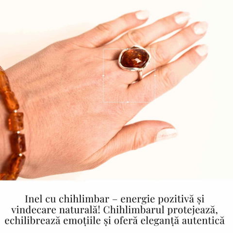 Inel argint 925 ajustabil cu chihlimbar natural – Energie si Eleganta [1]