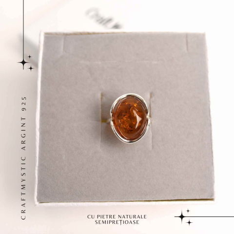 Inel argint 925 ajustabil cu chihlimbar natural – Energie si Eleganta [2]