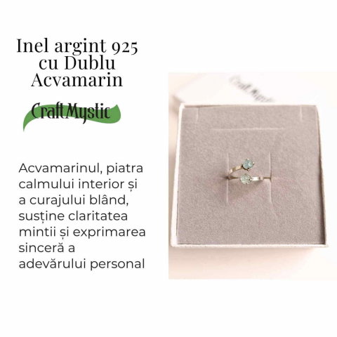 Inel Argint 925 cu Dublu Acvamarin – Claritate si Liniste Interioara [2]