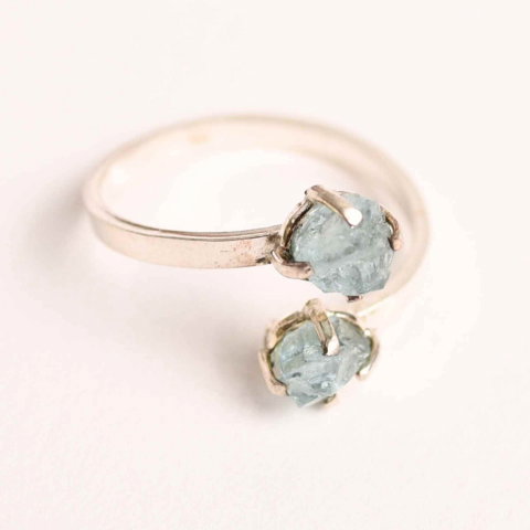 Inel Argint 925 cu Dublu Acvamarin – Claritate si Liniste Interioara [0]