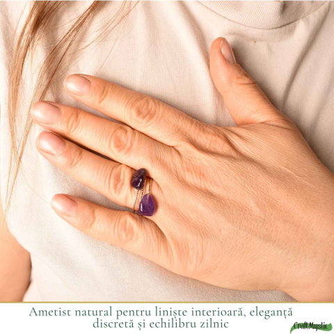 Inel cu Ametist Natural si Cupru – Claritate Interioara si Echilibru Emotional [1]