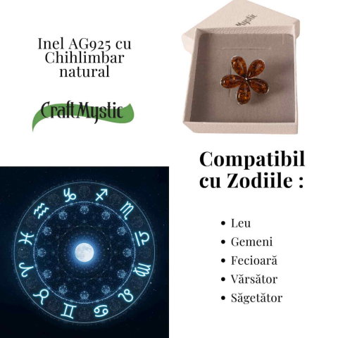 Inel din argint 925 cu chihlimbar natural – Floare a caldurii interioare [3]