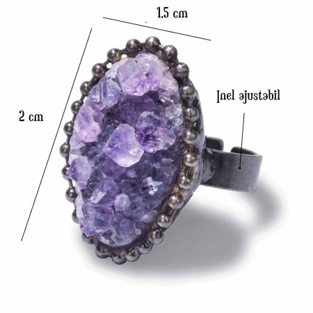 Inel Vintage cu cluster Ametist pentru Femei - Design Antic, Bijuterie de Farmec, Ideal pentru Aniversari, Zile de Nastere [1]