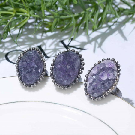 Inel Vintage cu cluster Ametist pentru Femei - Design Antic, Bijuterie de Farmec, Ideal pentru Aniversari, Zile de Nastere [6]