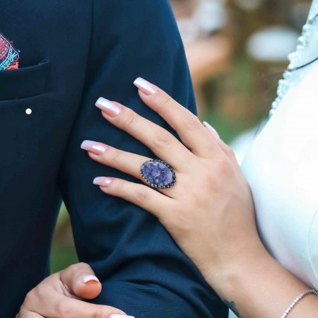 Inel Vintage cu cluster Ametist pentru Femei - Design Antic, Bijuterie de Farmec, Ideal pentru Aniversari, Zile de Nastere [2]