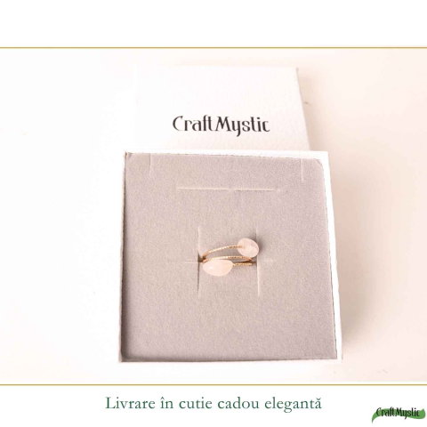 Inel cu Cuart Roz Natural si Cupru – Iubire de Sine si Armonie Interioara [5]