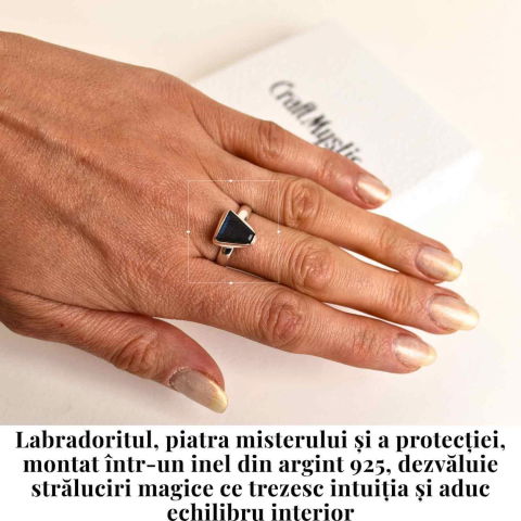 Inel Argint 925 cu Labradorit fatetat  froma Triunghi – Protectie si Putere Interioara [1]