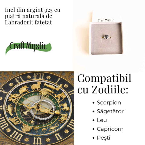 Inel Argint 925 cu Labradorit fatetat  froma Triunghi – Protectie si Putere Interioara [2]