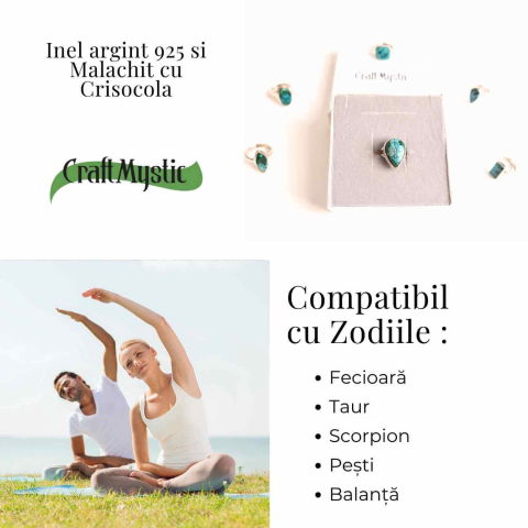 Inel cu Malachit si Crisocola Montura din Argint 925 –  Protectie energetica si echilibru emotional, 6.32 gr - Copie [4]
