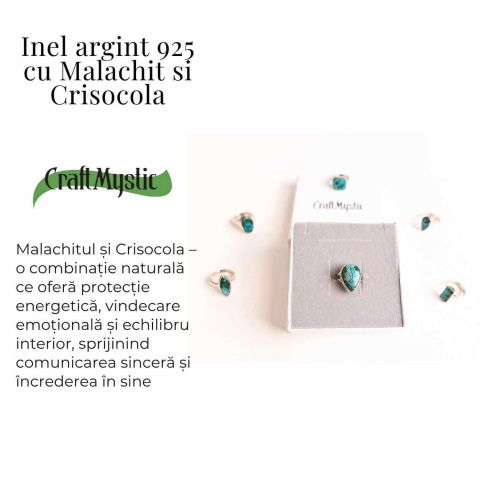 Inel cu Malachit si Crisocola Montura din Argint 925 –  Protectie energetica si echilibru emotional, 6.32 gr - Copie [2]