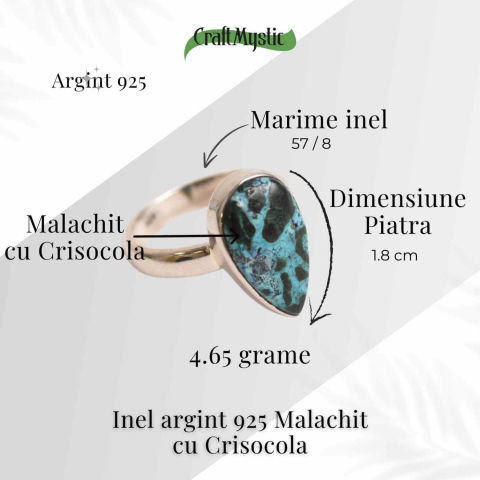 Inel cu Malachit si Crisocola Montura din Argint 925 –  Protectie energetica si echilibru emotional, 6.32 gr - Copie [3]