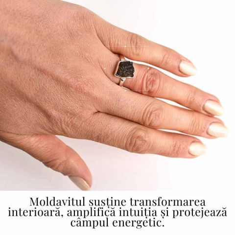 Inel argint 925 cu moldavit natural – Protectie si evolutie spirituala [1]