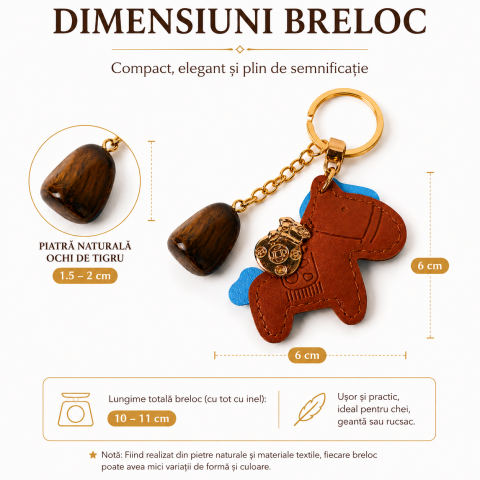 Breloc cu Ochi de Tigru Natural și Căluț – Protecție, Curaj și Noroc Zilni [5]