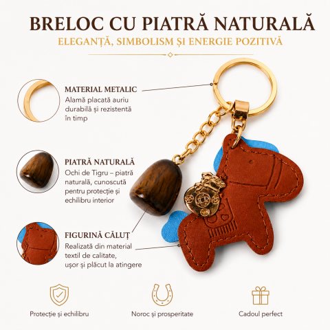 Breloc cu Ochi de Tigru Natural și Căluț – Protecție, Curaj și Noroc Zilni [2]