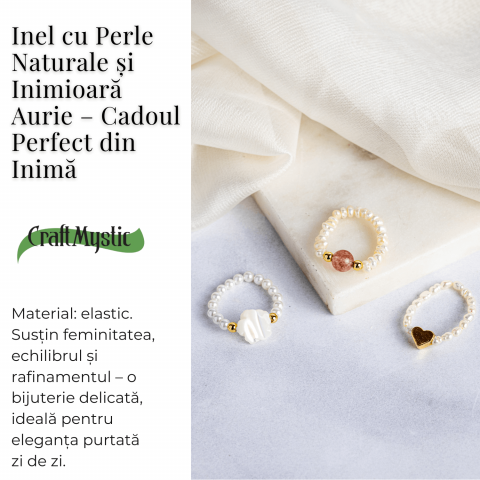 Inel cu perle naturale si inimioara aurie – Cadoul perfect din inima [2]