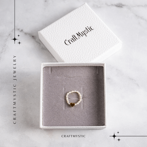 Inel cu perle naturale si inimioara aurie – Cadoul perfect din inima [6]