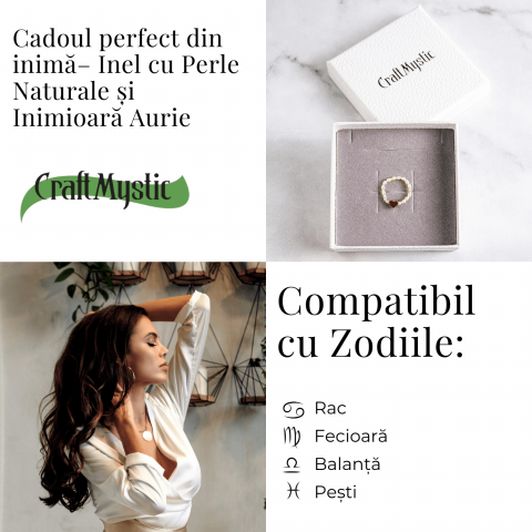 Inel cu perle naturale si inimioara aurie – Cadoul perfect din inima [4]