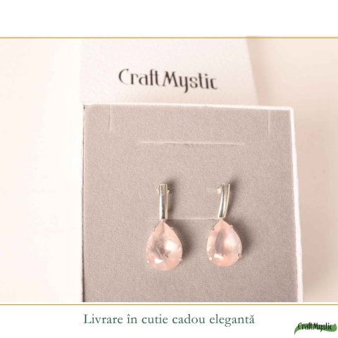 Cercei Argint 925 cu Cuart Roz Lacrima – Iubire si Echilibru Emotional [5]