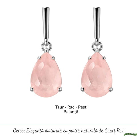 Cercei Argint 925 cu Cuart Roz Lacrima – Iubire si Echilibru Emotional [4]