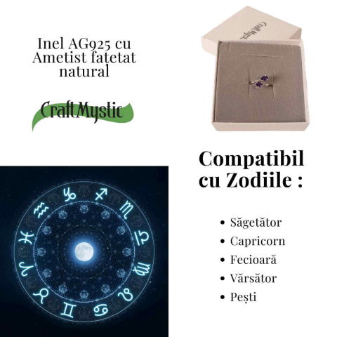 Inel din argint 925 cu dublu ametist, pentru liniste si concentrare [3]