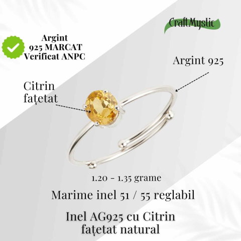 Inel din argint 925 cu citrin fatetat, o bijuterie care aduce lumina si claritate in ritmul zilnic [3]