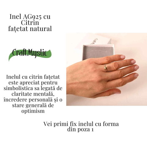 Inel din argint 925 cu citrin fatetat, o bijuterie care aduce lumina si claritate in ritmul zilnic [2]