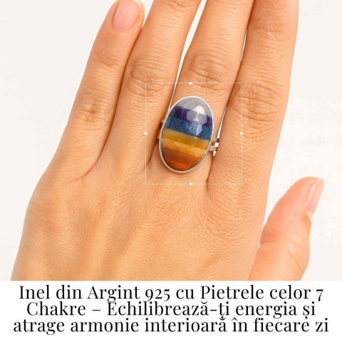 Inel din Argint 925 cu Pietrele celor 7 Chakre – Armonie Energetica si Echilibru Interior [1]