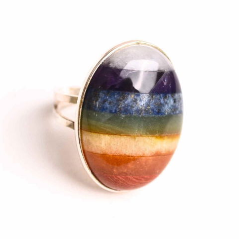 Lapis Lazuli - Inel din Argint 925 cu Pietrele celor 7 Chakre – Armonie Energetica si Echilibru Interior