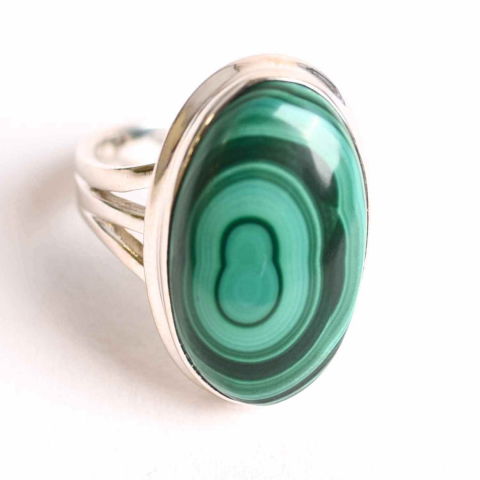 Bijuterii Semiprețioase - Inel din Argint 925 cu Malachit Natural 7.23 gr M52/6– Protectie Energetica si Echilibru Emotional in Fiecare Zi