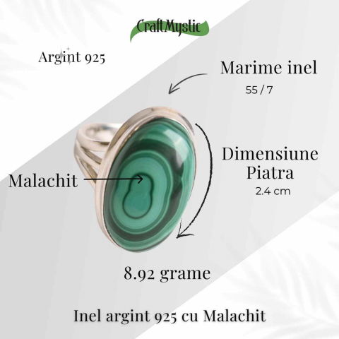 Inel din Argint 925 cu Malachit Natural 7.23 gr M52/6– Protectie Energetica si Echilibru Emotional in Fiecare Zi [4]