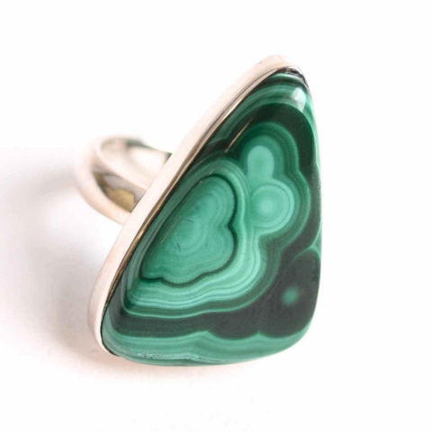 Bijuterii Semiprețioase - Inel din Argint 925 cu Malachit Natural 7.36 gr M52/6–Protectie Energetica si Echilibru Emotional in Timpul Transformarilor Interioare