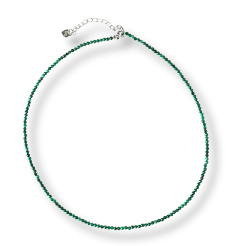 Bijuterii Semiprețioase - Energie si Echilibru – Choker din Otel Inoxidabil cu Malachit Natural Fatetat