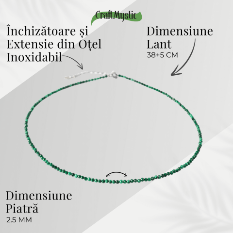 Energie si Echilibru – Choker din Otel Inoxidabil cu Malachit Natural Fatetat [3]
