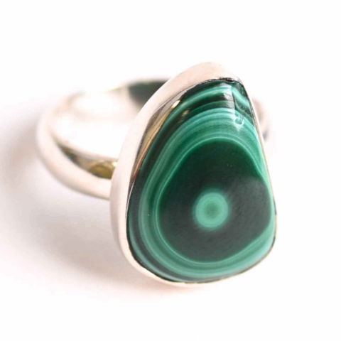 Bijuterii Semiprețioase - Inel din Argint 925 cu Malachit Natural 5.20 gr M51/5.5–Protectie Energetica si Transformare Interioara