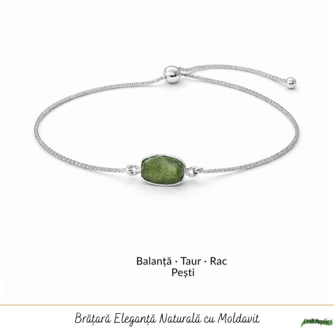 Bratara argint 925 cu Moldavit Dreptunghi Natural – Claritate si Energie Interioara [4]