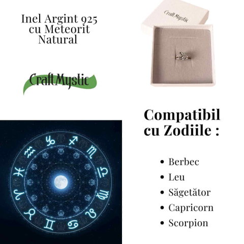 Inel Argint 925 cu Meteorit Brut Natural – Energie Cosmica si Forta Interioara [3]