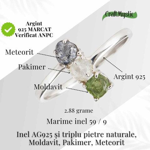 Inel din Argint 925 cu Moldavit, Pakimer si Meteorit - Conexiune si claritate [3]